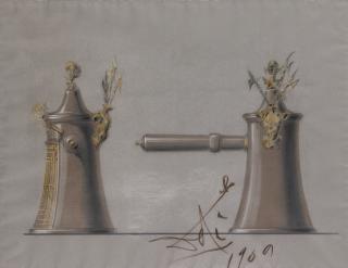 Salvador Dalí - Sans Titre (Projet De Chocolatière-Cabinet-Bibliothèque, Élévation Profil Et Dos)