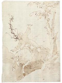 Salvator Rosa - A horseman falling over the brow of a hill, his arms outstretched