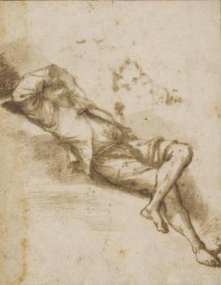 Salvator Rosa - A Sleeping Man On A Bank, With His Arm Thrown Across His Face