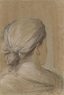 Salvator Rosa - A woman, bust-length, seen from behind en profil perdu