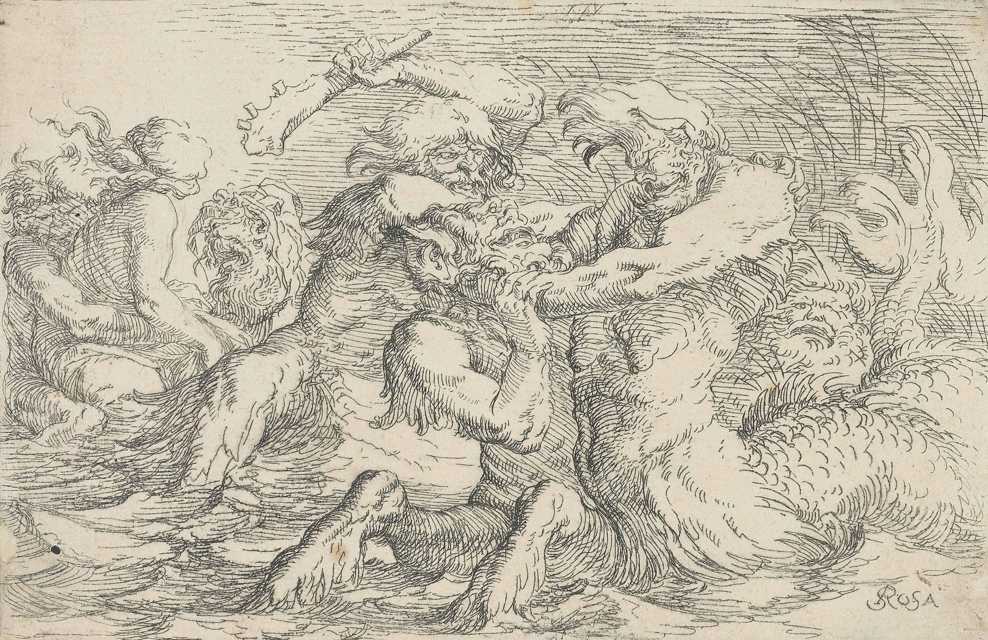 Salvator Rosa - Battling Tritons