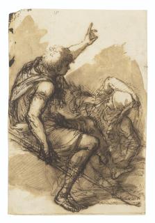 Salvator Rosa - Two figures, one reclining, the other pointing upwards