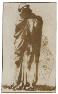 Salvator Rosa - Two women wearing long cloaks