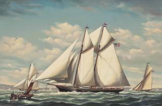 Salvatore Colacicco - America\'S Cup Yachts Magic And Glory Racing In New York Harbour; And America\'S Cup Yacht Madeleine Racing In The Mediterranean (One Illustrated)