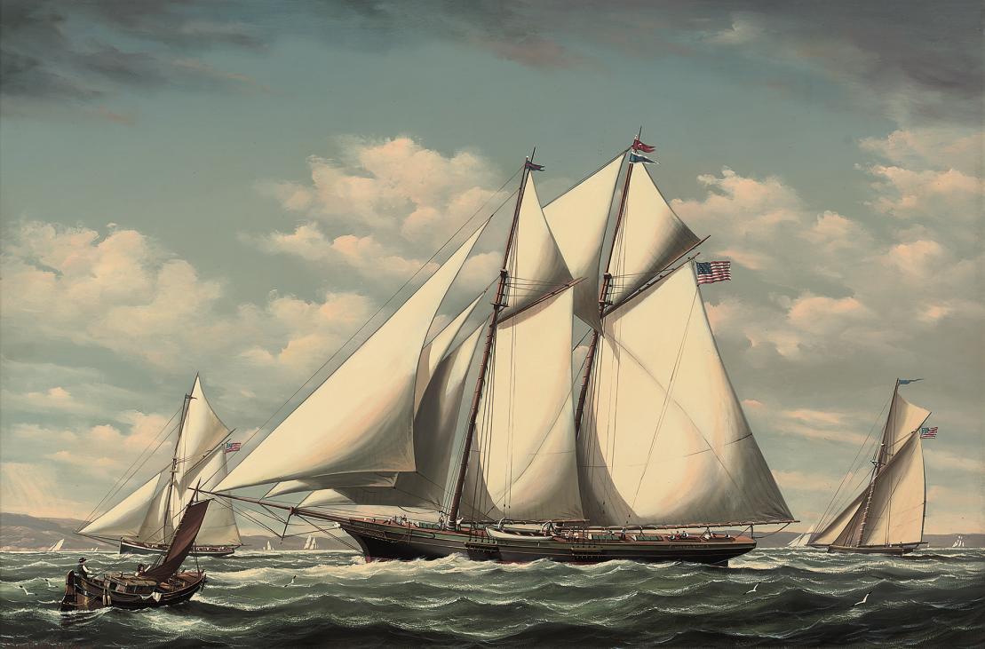 Salvatore Colacicco - America\'s Cup yachts Magic and Glory racing in New York Harbour; and The America\'s Cup yacht Madeleine racing in the Mediterranean (one illustrated)