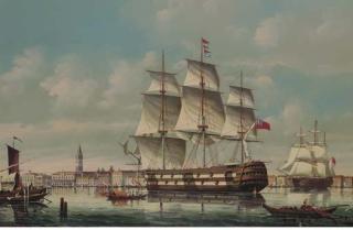 Salvatore Colacicco - Ship in Venice Canal; and Sailing Vessels in Venetian Canal