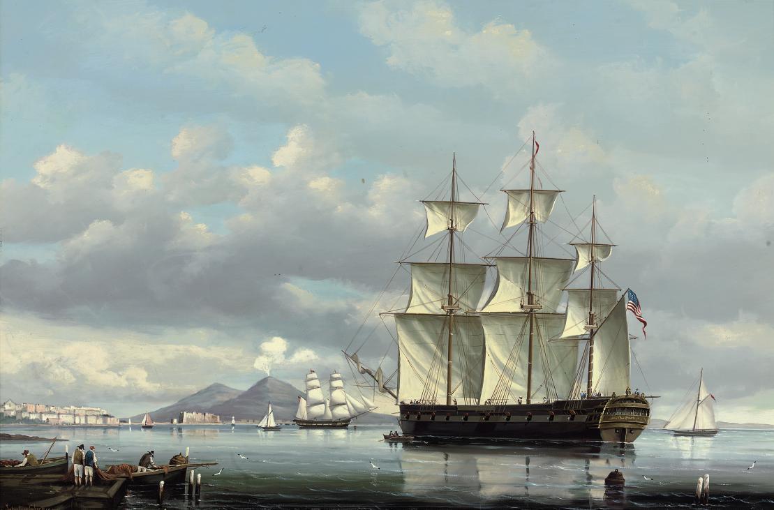 Salvatore Colacicco - The American ships Ontario and Liberty both depicted off Naples (one illustrated)