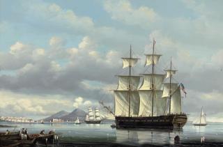 Salvatore Colacicco - The American ships Ontario and Liberty both depicted off Naples (one illustrated)