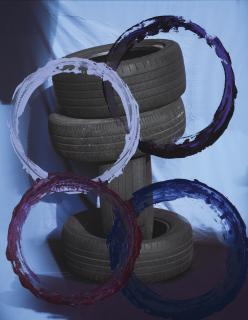 Sam Falls - Untitled (Tires, Violet)
