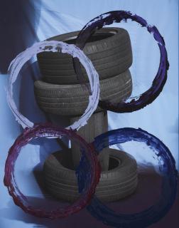 Sam Falls - Untitled (Tires, Violet)