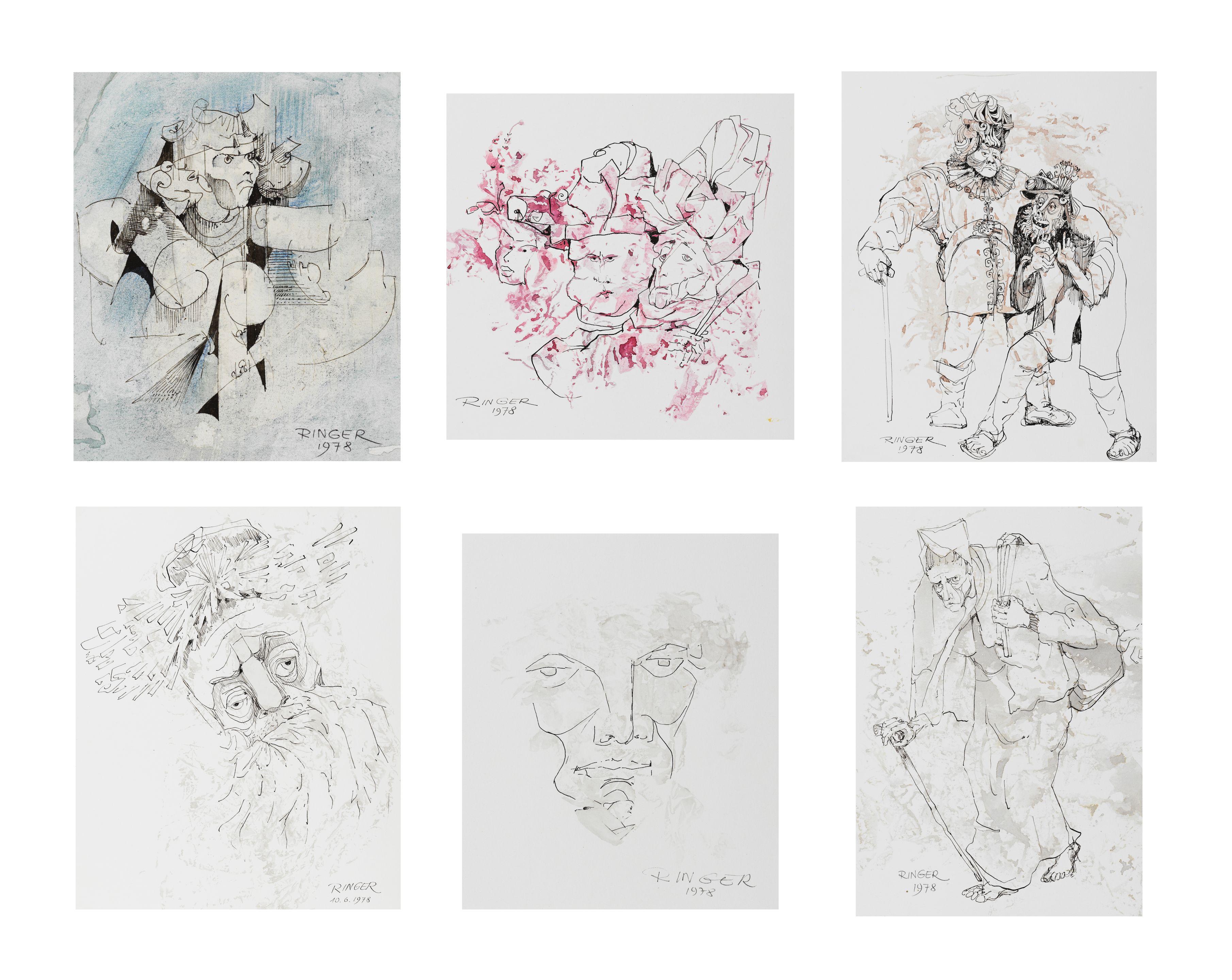 Sam Ringer - Groupe de six dessins