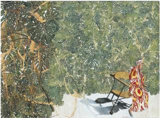 Sam Szafran - Lilette En Ikat Assise Sur Le Banc Gaudi