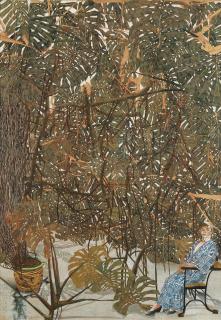 Sam Szafran - Lilette En Kimono Bleu Dans L\'Atelier