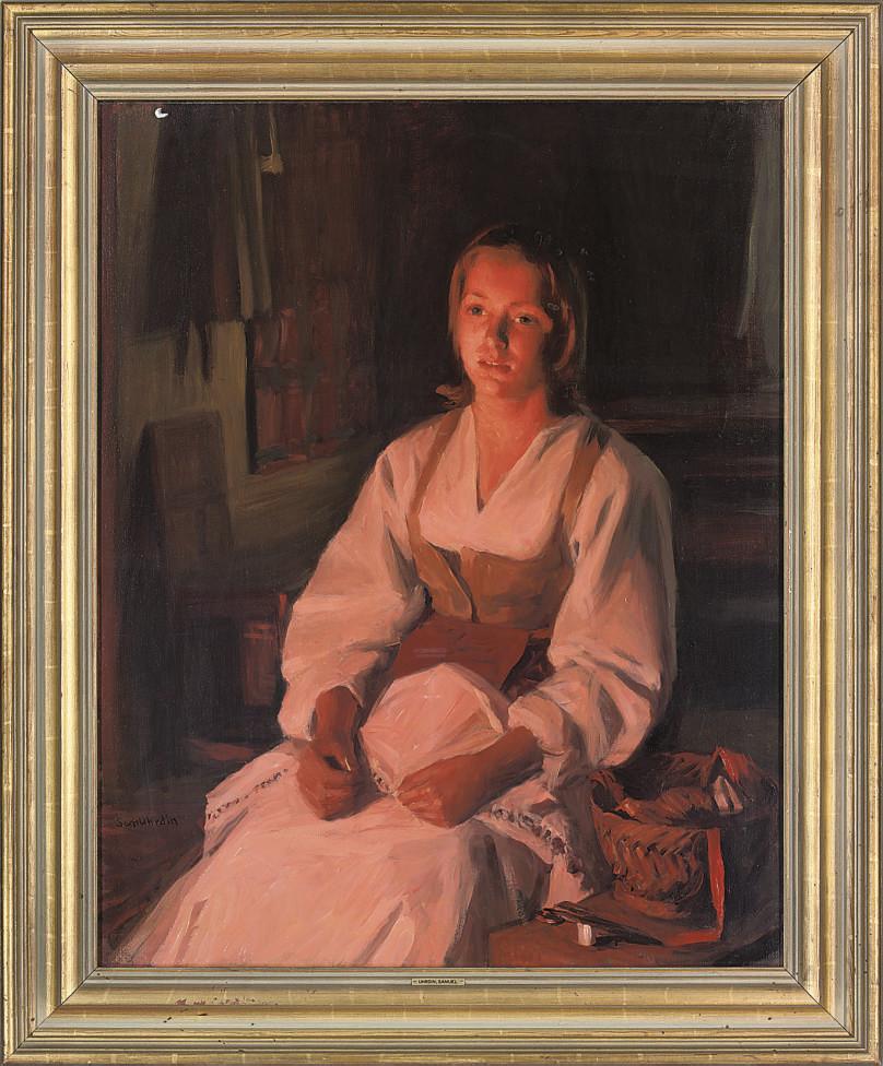 Sam Uhrdin - Sewing beside the fire