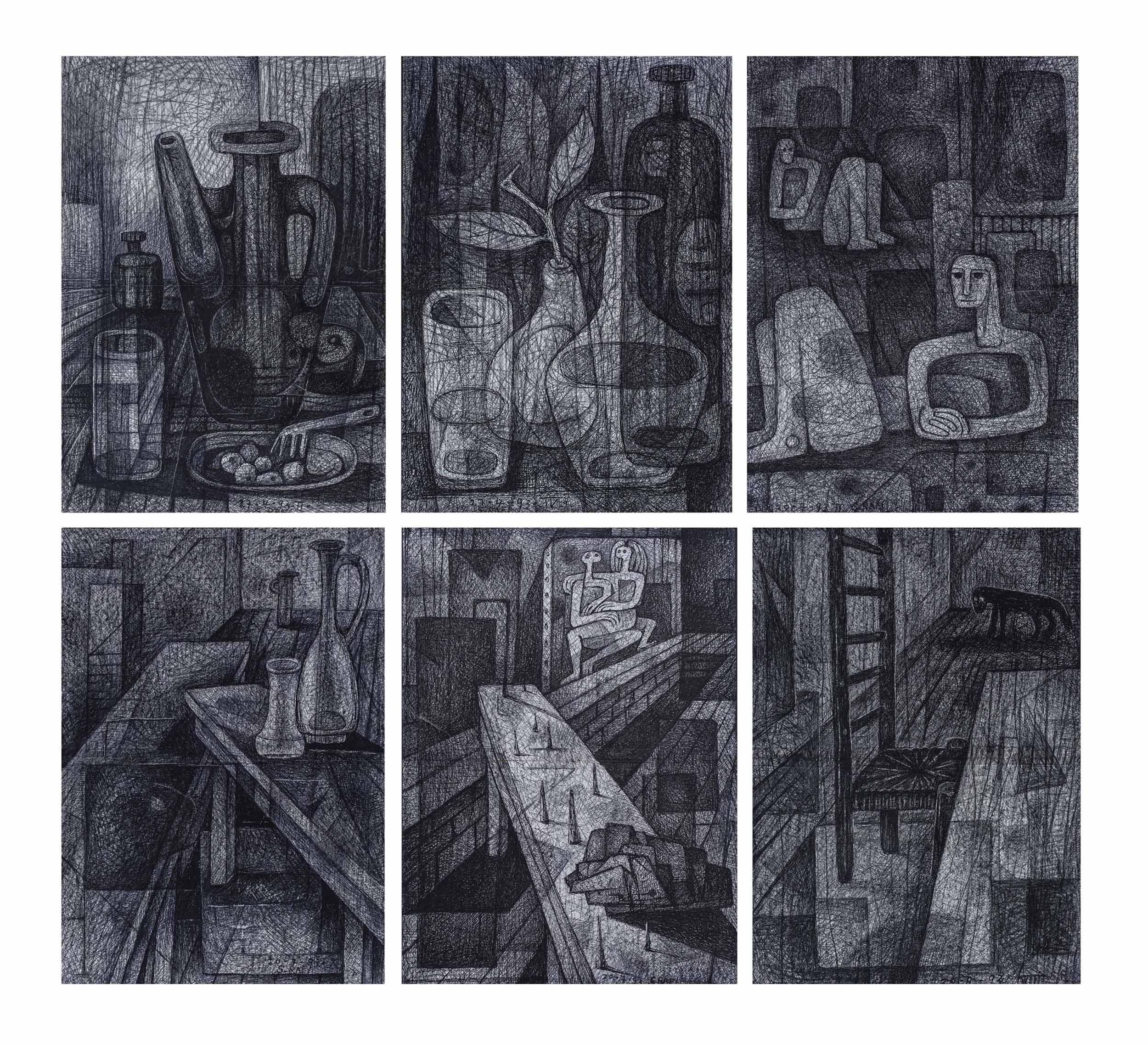 Samir Rafi - (I-Iv, Vi) Untitled  (V) Pierre Sur Table