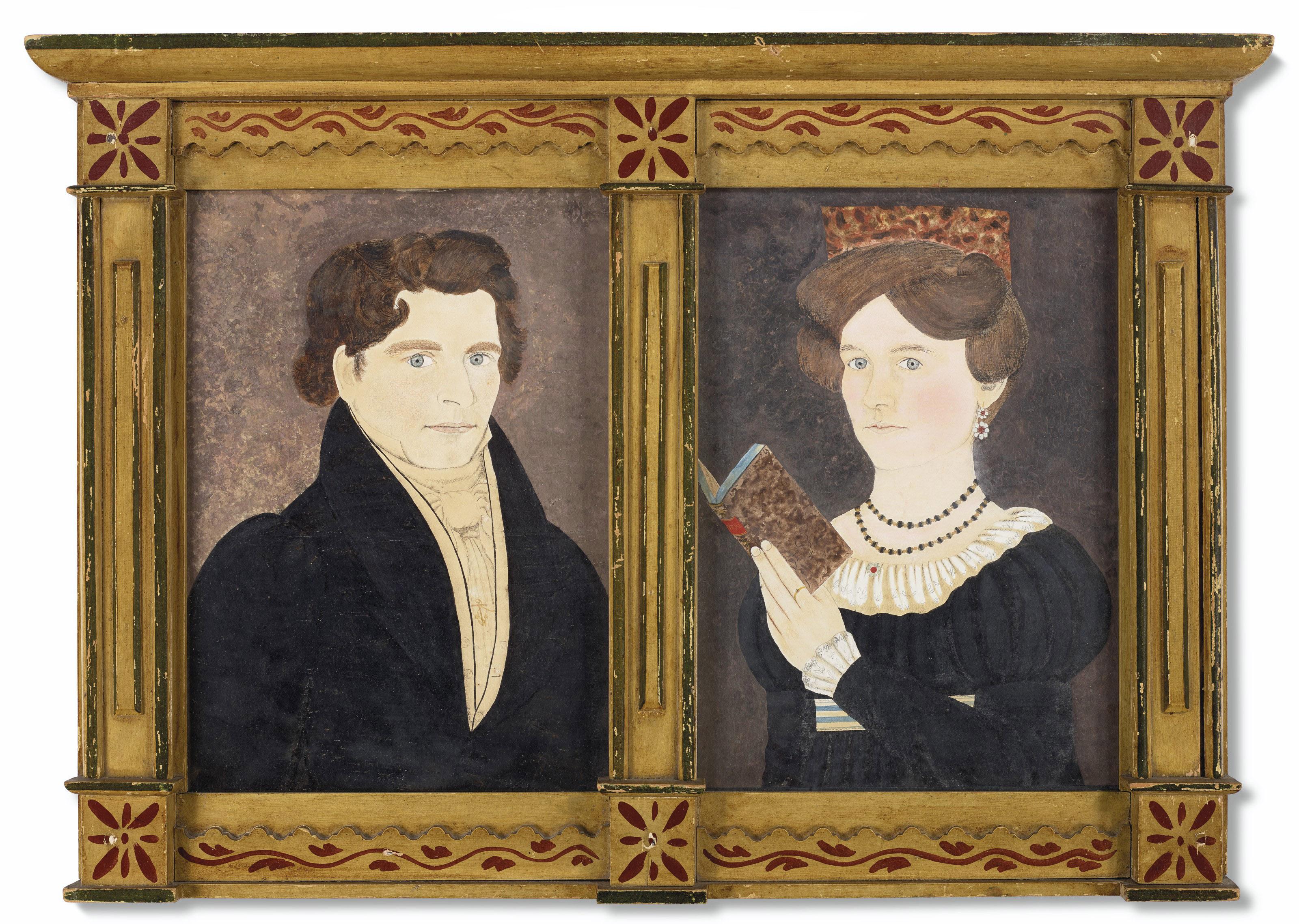 Samuel Addison Shute - A Pair of Portraits of Silas and Rebecca Sherman