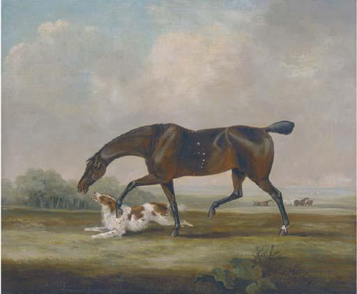 Samuel Alken Jnr. - A racehorse with a spaniel