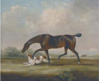 Samuel Alken Jnr. - A racehorse with a spaniel
