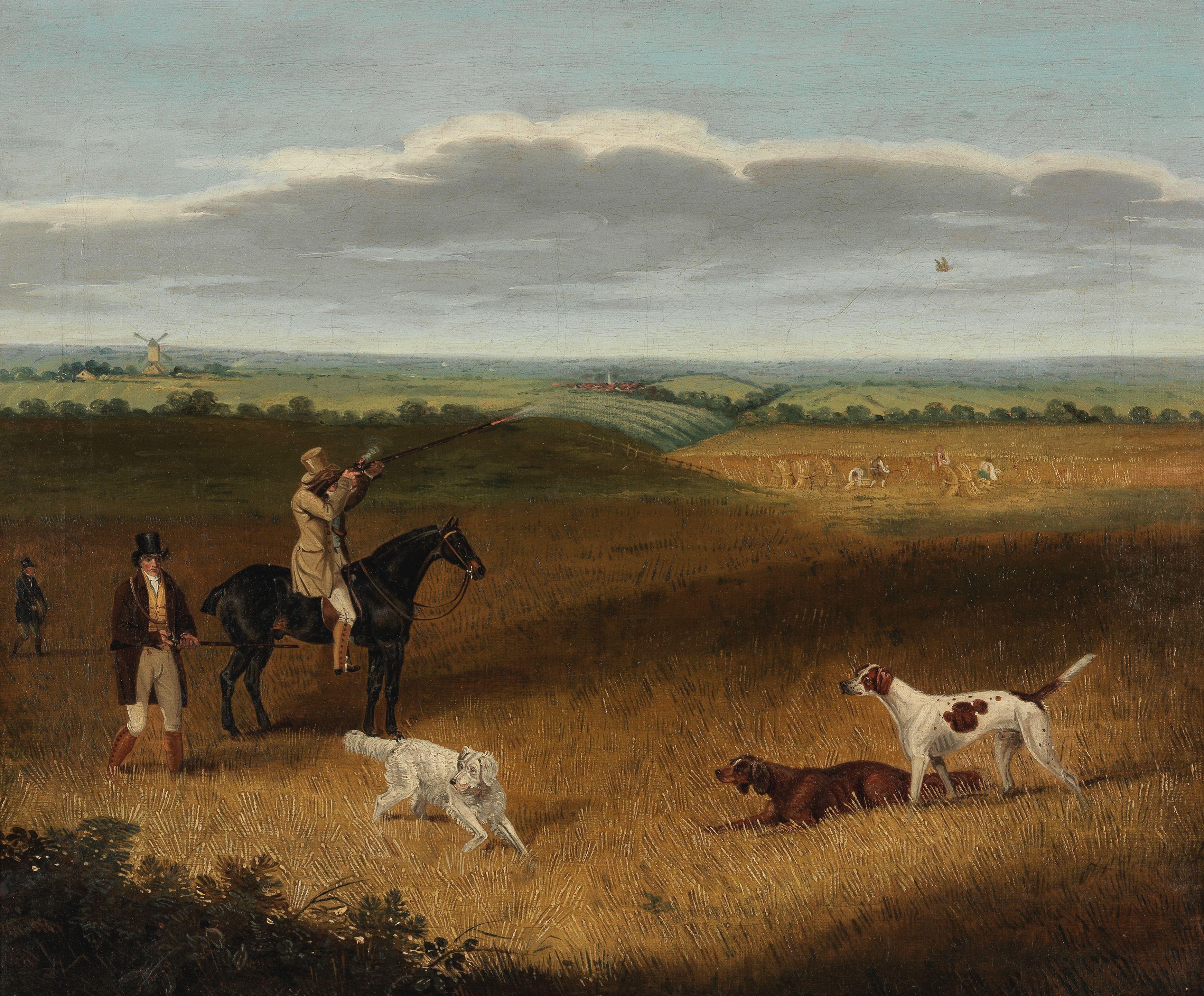 Samuel Alken, Jr. - Partridge shooting in a harvest landscape