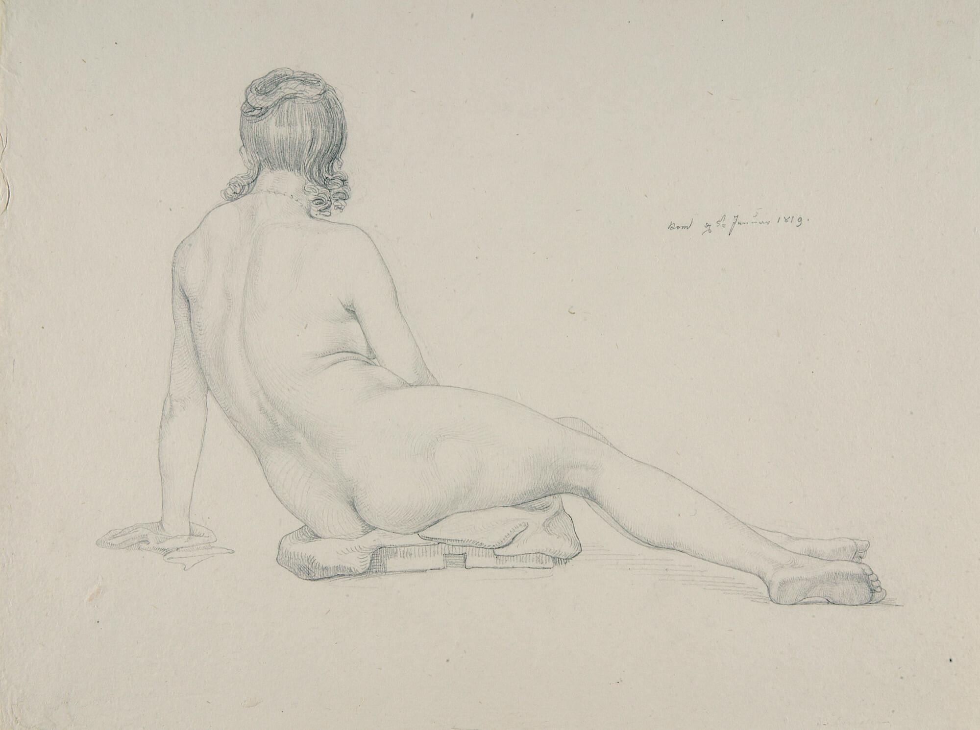 Samuel Amsler - Sitzender weiblicher Rückenakt.