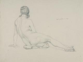 Samuel Amsler - Sitzender weiblicher Rückenakt.