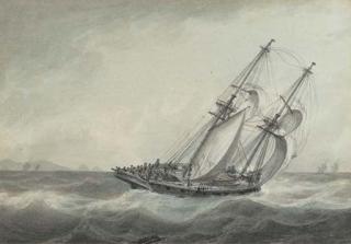 Samuel Atkins - A crowded brig in a cracking breeze