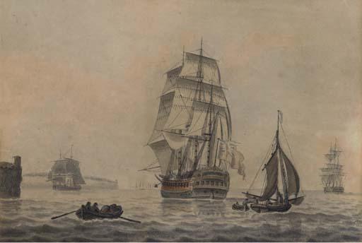 Samuel Atkins - An English man-o\'war leaving port