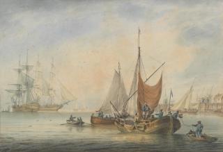 Samuel Atkins - Dutch merchant craft and other shipping in a harbour