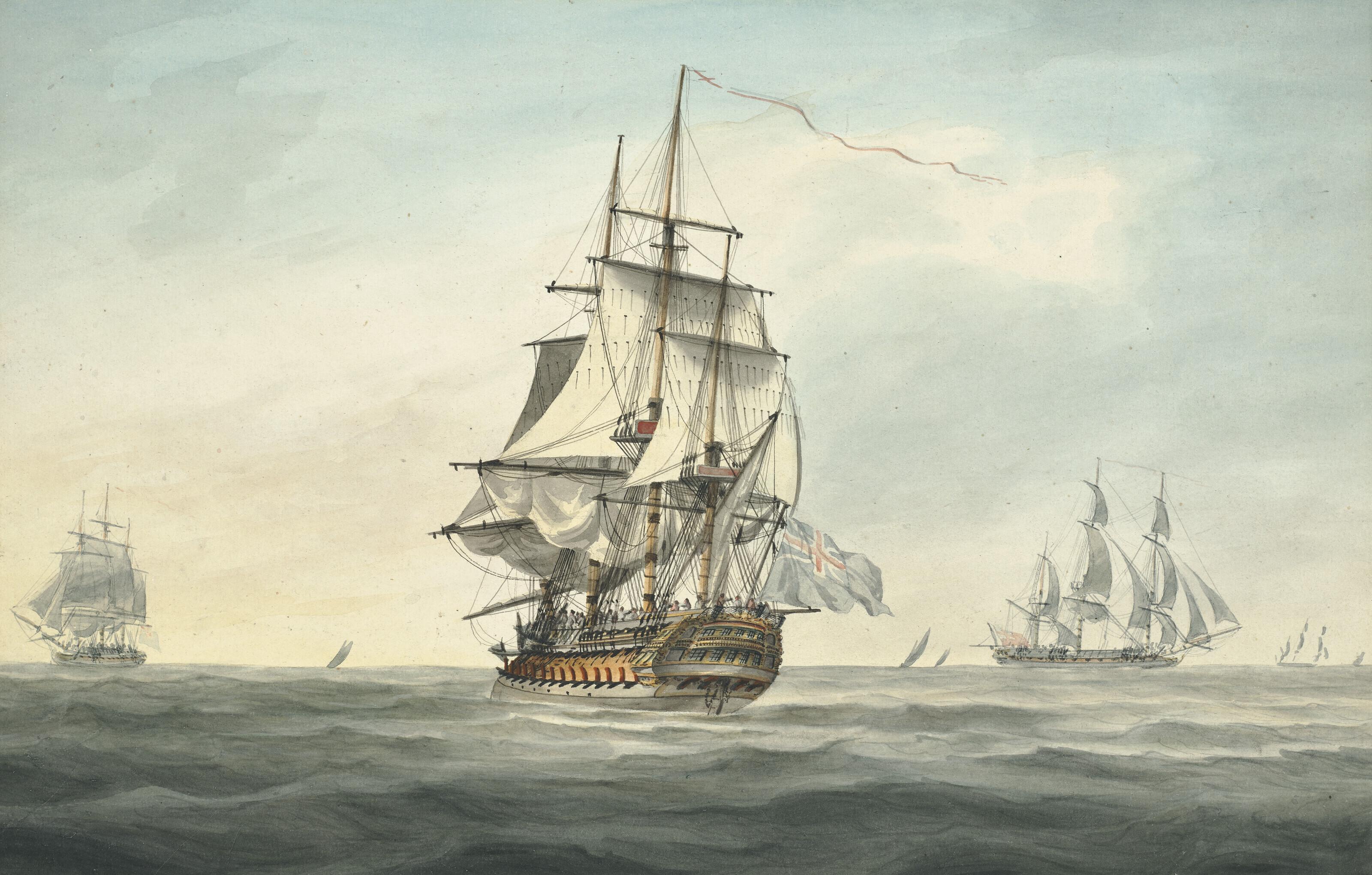 Samuel Atkins - Frigate of the Blue making sail