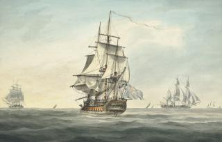 Samuel Atkins - Frigate of the Blue making sail