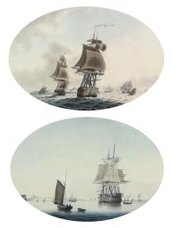 Samuel Atkins - Shipping in the Channel off Dover; and A calm day in the Channel (both illustrated)