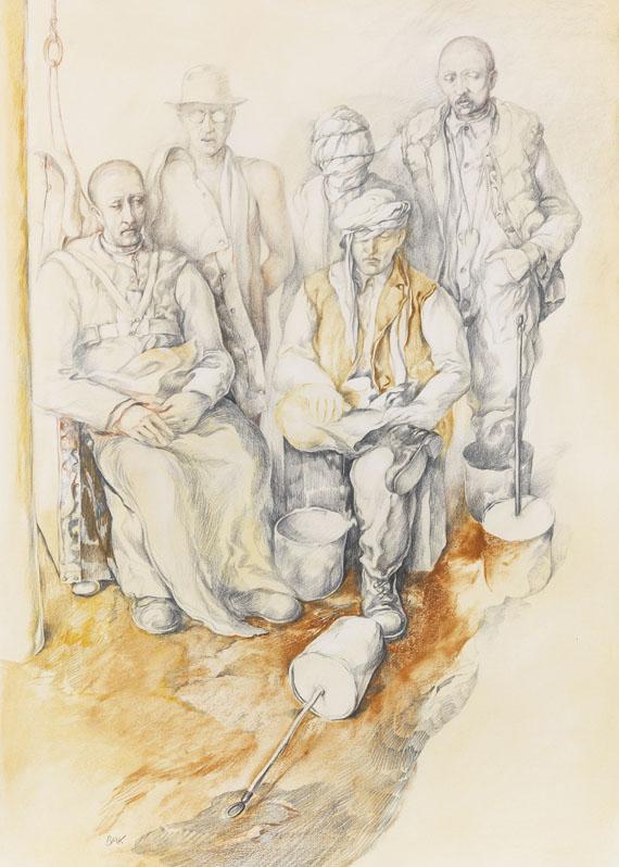 Samuel Bak - Four Figures And One Unknown