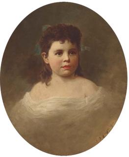 Samuel Bell Waugh, H.N.A. - Portrait of A Young Girl, Bust-Length, In A White Dress
