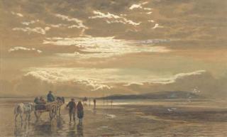 Samuel Bough, R.S.A., R.S.W. - Holy Island Sands