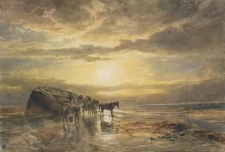 Samuel Bough, R.S.A., R.S.W. - Loading the catch on the Berwick coast