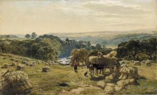 Samuel Bough, R.S.A. - Landscape with Harvest