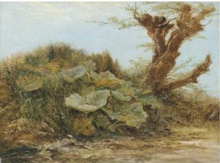 Samuel Bough, R.S.A. - Study of a Butter Burr and a Pollarded Willow