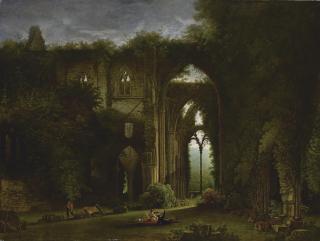 Samuel Colman - British Sketching The Ruins Of Tintern Abbey