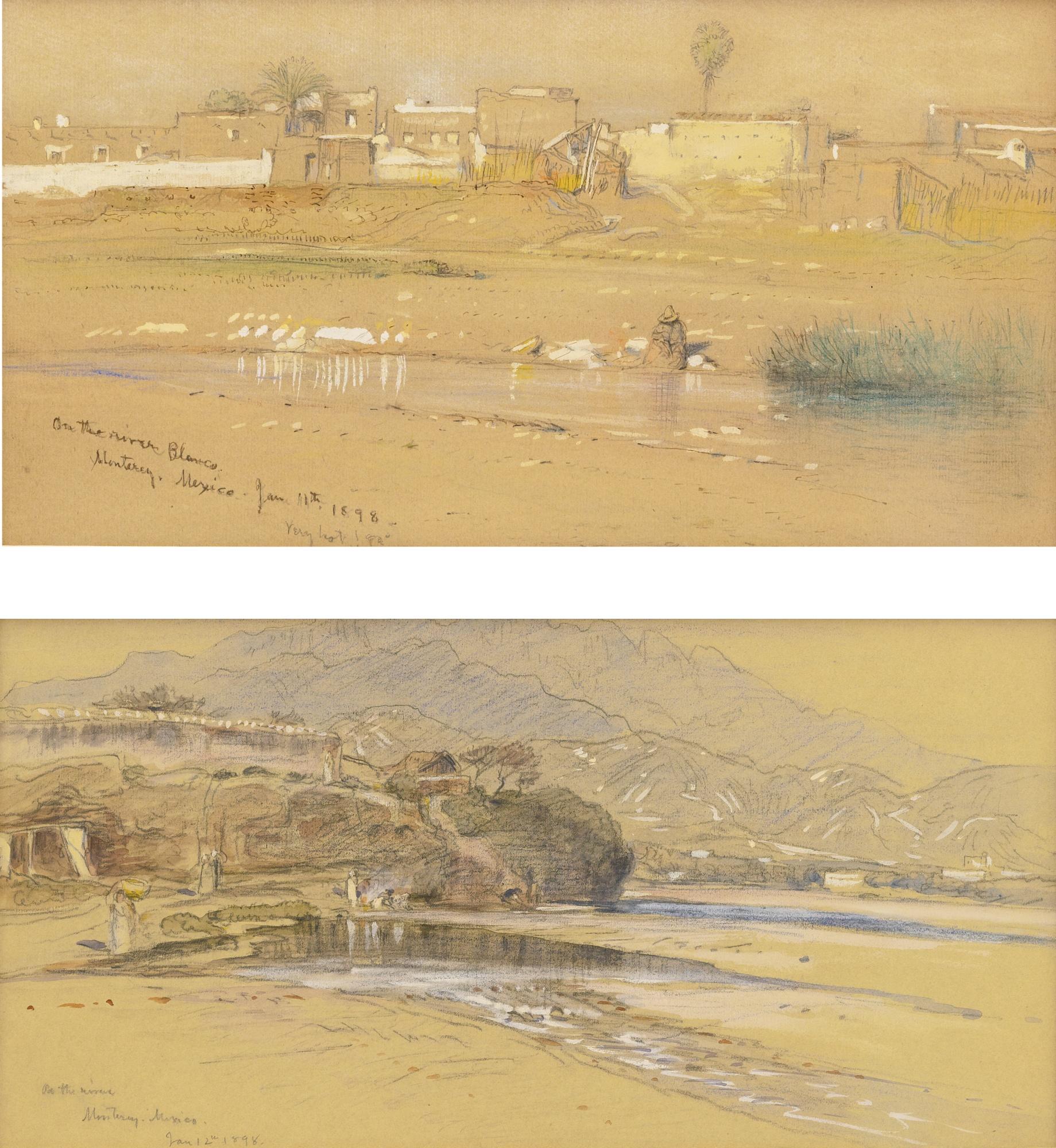 Samuel Colman - On The River, Monterey, Mexico; On The River Blanco, Monterey, Mexico: Two Works On Paper