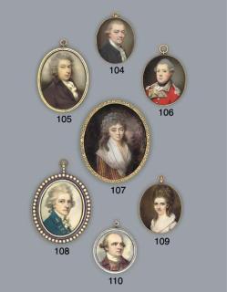 Samuel Cotes - An officer, in red coat with buff facings and white epaulettes, white cravat and black stock, powdered hair