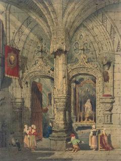 Samuel Gillespie Prout - Figures in a cathedral interior