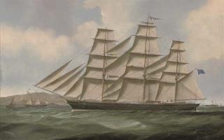 Samuel H. Fyfe - The clipper John R. Worcester outward-bound from the Clyde passing Pladda Island