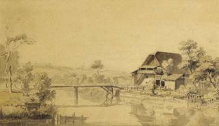 Samuel Hieronymus Grimm - A cottage and small bridge in a landscape