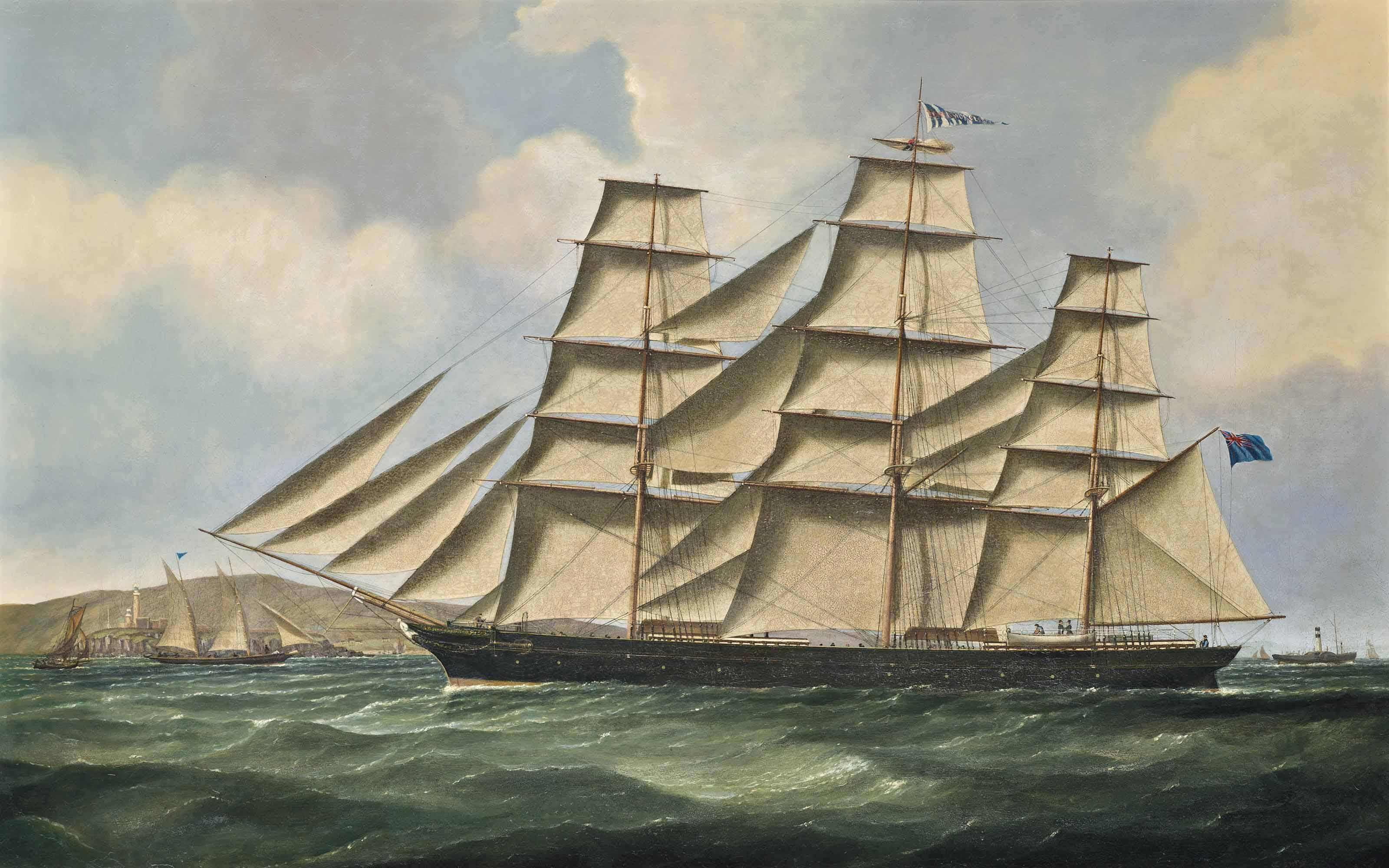 Samuel Holburn Fyfe - The Clipper John R. Worcester Outward-Bound From The Clyde Off Pladda Island
