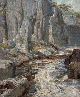 Samuel John Lamorna Birch, R.A., R.W.S. - A river in spate