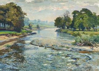 Samuel John Lamorna Birch, R.A., R.W.S. - An Angler On The Deveron, Aberdeenshire, Scotland
