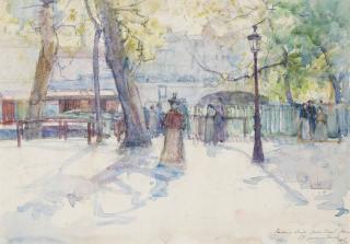 Samuel John Lamorna Birch, R.A., R.W.S. - Landing stage - Pont Royal - Paris