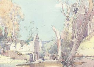 Samuel John Lamorna Birch, R.A., R.W.S. - Ruins On The Edge of A Wood