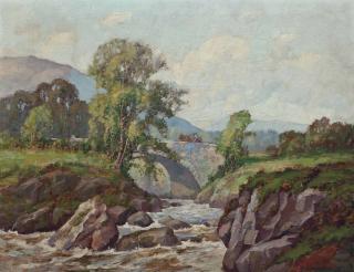 Samuel John Lamorna Birch, R.A. - Sannox Bridge, on the road to Lochranza, Arran