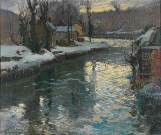 Samuel John Lamorna Birch, RA, RWS, RWA - A winter\'s morning on the river